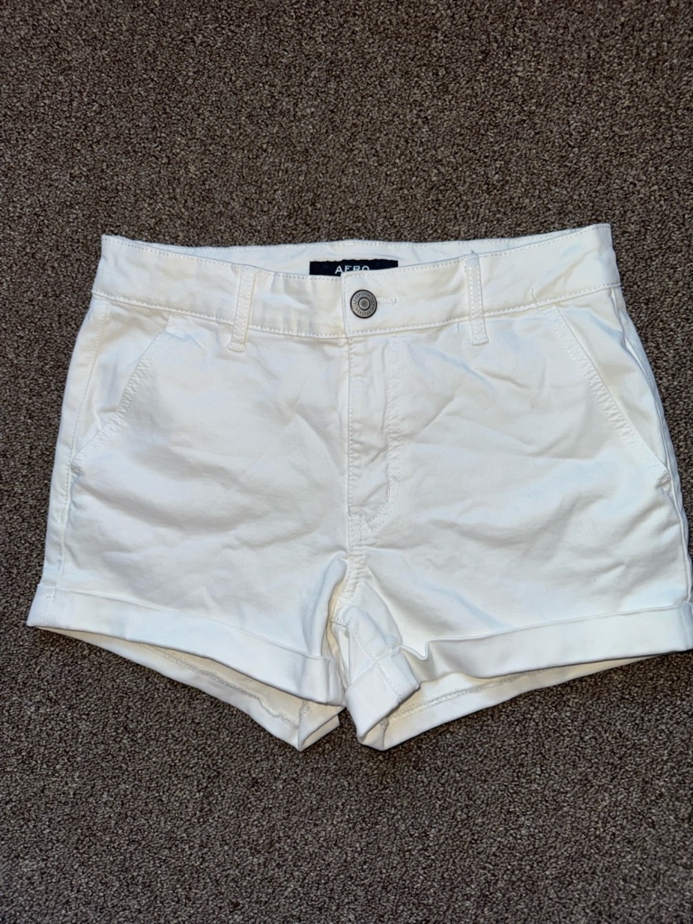 AERO White Cuffed Women's Cotton Shorts